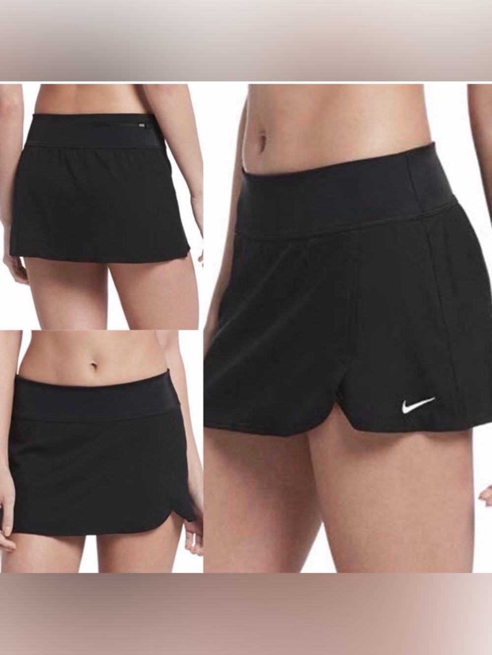 Nike Black Swim Skort with Built-In Shorts. NWT